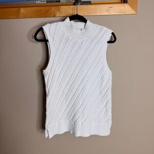 Talbots White Textured Sleeveless Top